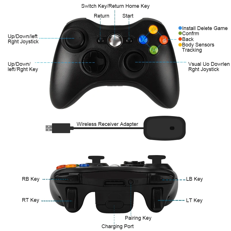 GamePads Wireless / Wired Controller GamePad compatible avec Xbox 360 Wireless Joystick Joypad compatible avec Xbox Slim Windows