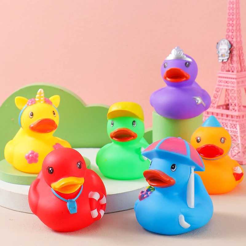 Bath Toys Baby Bath Toys Colorful Rubber Ducks with Squeeze Sound Soft Rubber Float Ducks Baby Bathtub Shower Toys for Toddlers Kids 240413