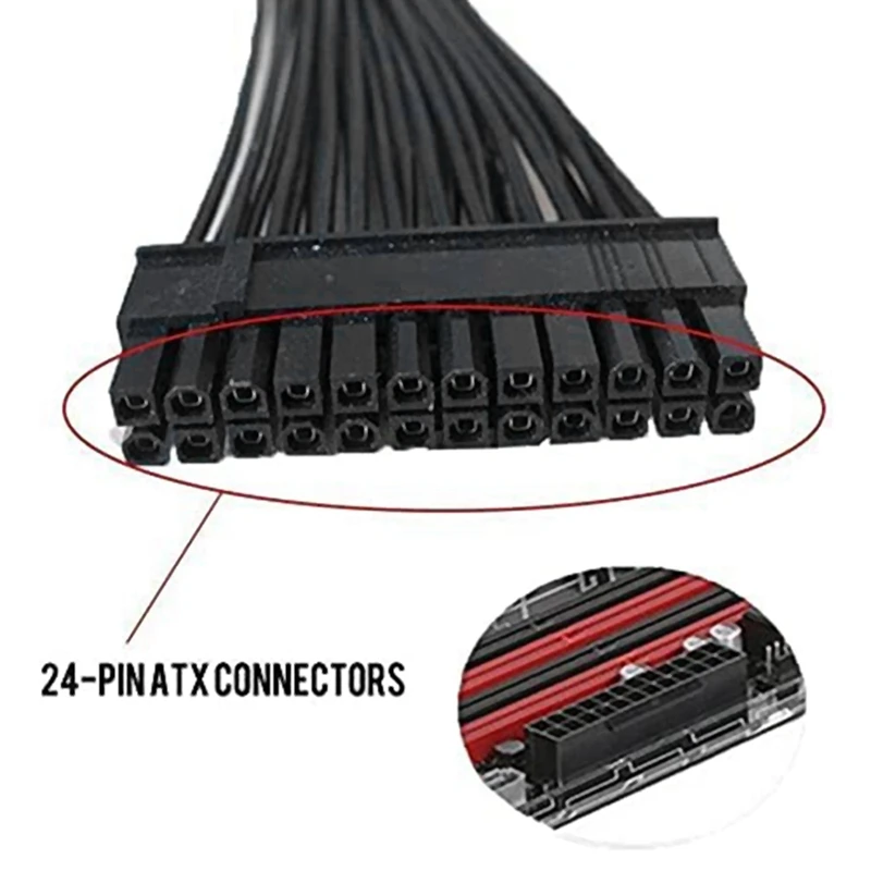 Tedarikler Çift PSU Kablo Adaptörü 24pin Güç Kaynağı Senkron Güç Kablosu 20+4 Bilgisayar ATX Anakart 18AWG