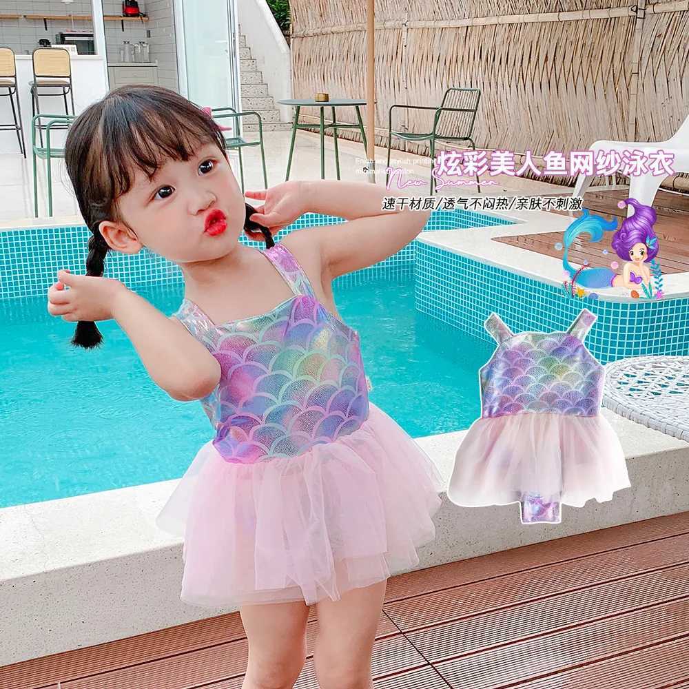 Jednoczęściowe 2023 Summer Dziewczyna Dziewczyna Mermaid Swimsut 0-6 YODDLER Toddler Kids stroje kąpielowe spódnicze body kostium kąpielowy