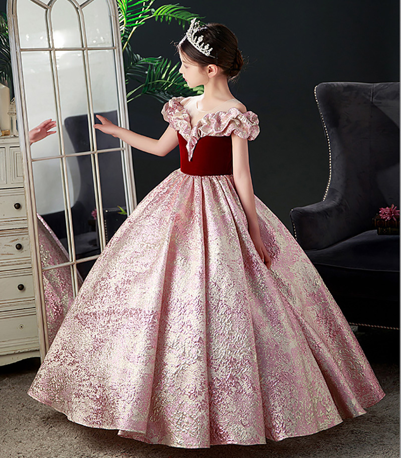 Noble Pink/Wine Jewel Girl's Pageant Dresses Girl's Girl's Birthday/Party Dresses Flower Girl Dresses Girls Overyda