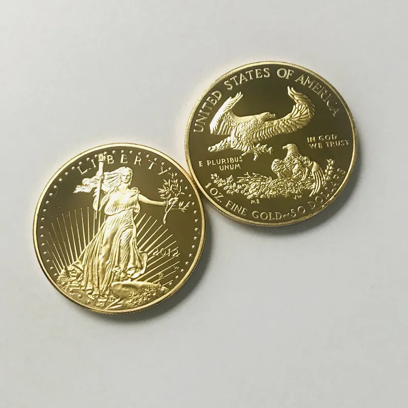 Non magnetic Freedom  2012 badge Gold Plated 32.6 Mm Commemorative Statue Liberty Collectible Decoration Coins