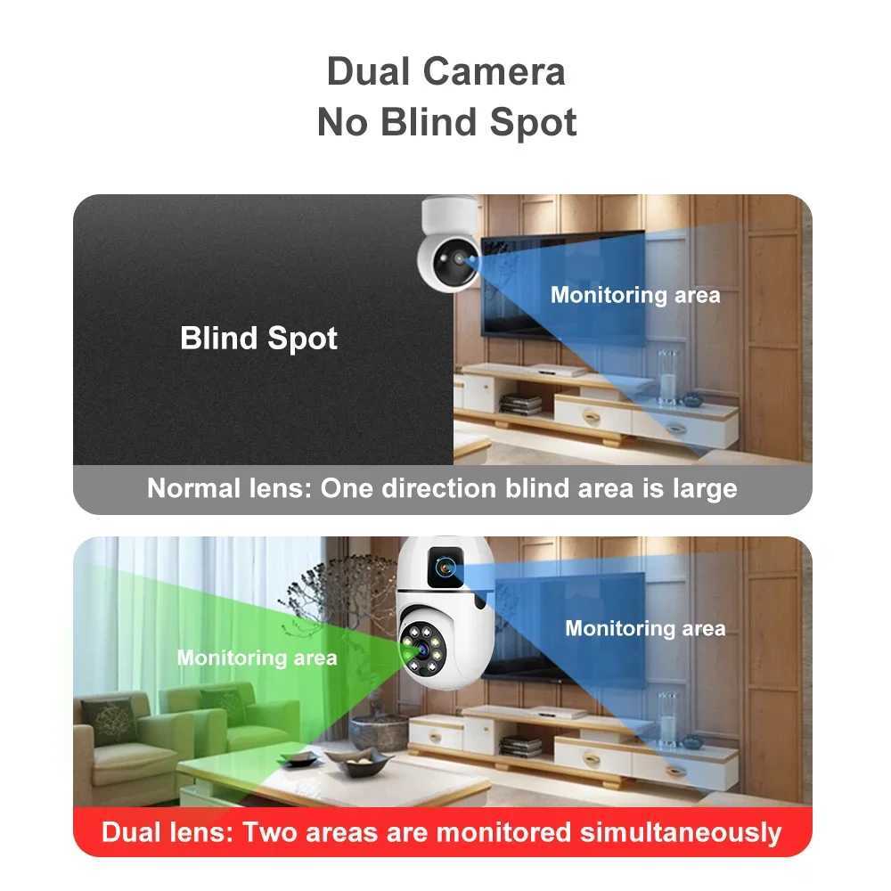 IP Cameras New E27 Wifi Dual Lens Camera 1080P 5MP 4K PTZ Surveillance Camera WiFi CCTV Outdoor IP Camera Security Smart Home AI Tracking 24413