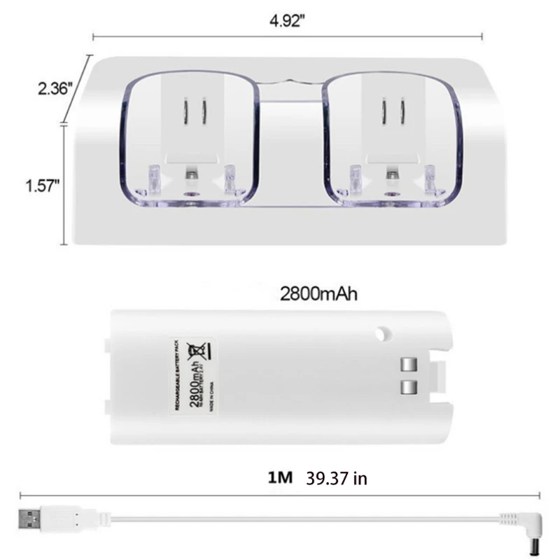 SERVANT KX4A DUALSEATER CHARGEUR AVEC LA POIGNE LETURE BLEU POUR CONTRÔLEUR WII Twoinone Double charge de chargement TwoInone Charging Dock