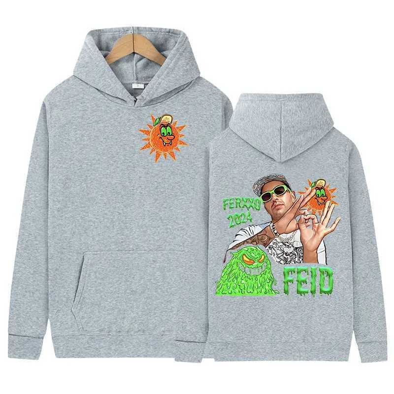 Sweatshirts Mens Jackets Rapper Feid Ferxxo Tour 2024 Impressão Capuz de moletom casual da moda casual Hip Hop Hip Hop Punk Retro Pullover Streetwear 240412