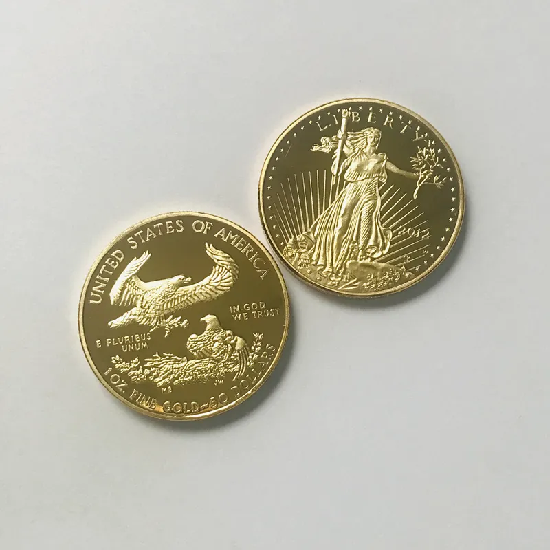 Non magnetic Freedom  2012 badge Gold Plated 32.6 Mm Commemorative Statue Liberty Collectible Decoration Coins