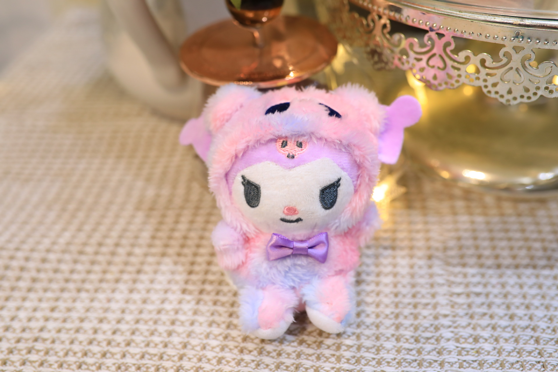 Rainbow Kuromi 12cm Doll Plush Toy Festival Present Birthday Children's Par Presentväska Pendant Keychain Pudding Pudding Big Ear Dog