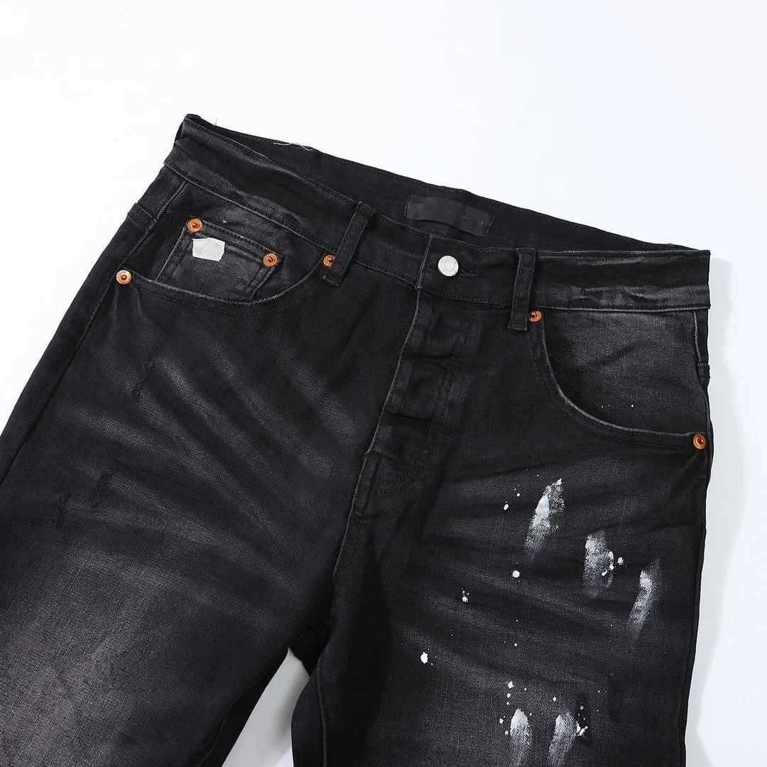 High street black paint distressed Purple Brand jeans Fashion high quality pants 1 1 28-40 size