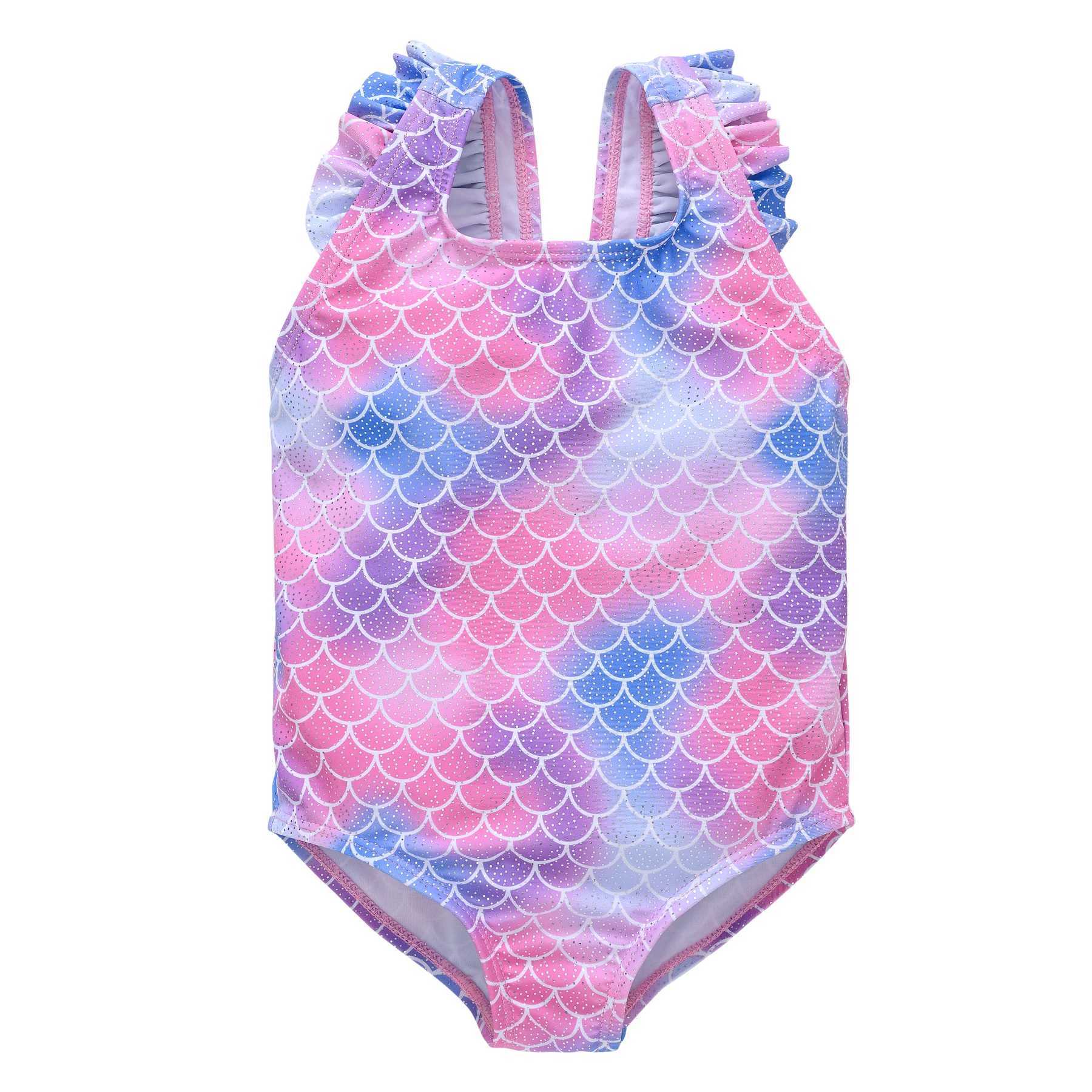 One-Pieces Girls Swimsuit Mermaid Printing Baby Girls One Piece Swimwea Childrens Surf Clothes Diving Suits Bikini Young Girls