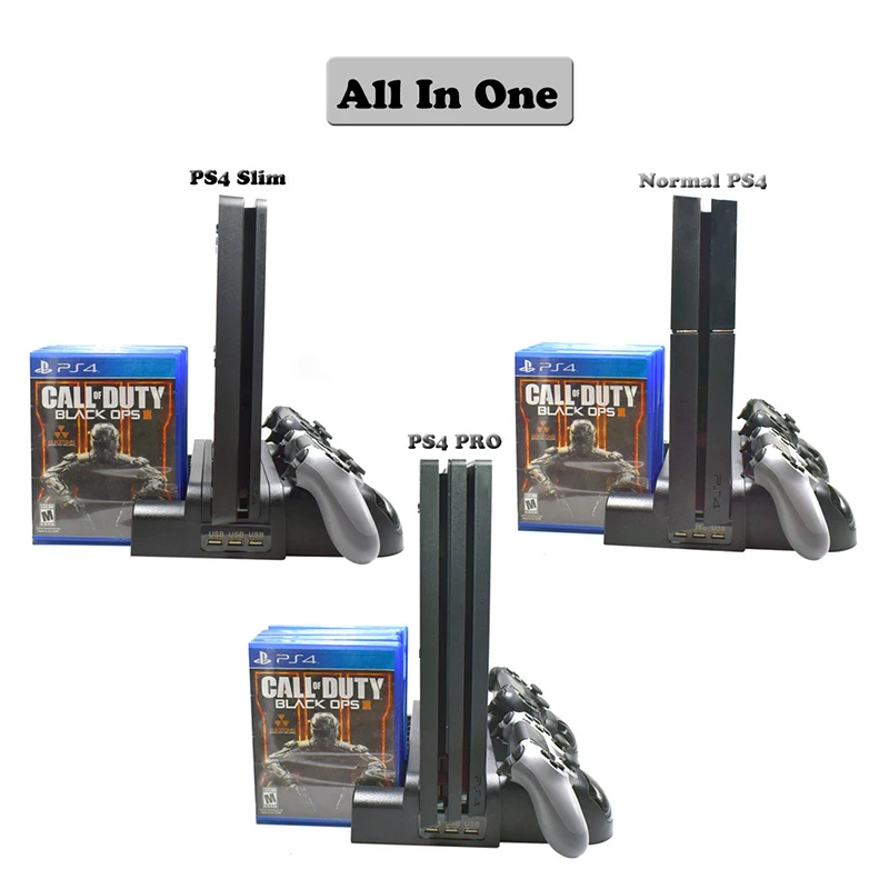 Stands Refrigeing Stand para PS4/PS4 Slim/PS4 Pro com Games Storage Dual Controller Dock Dock Station para Sony PlayStation 4 Pro