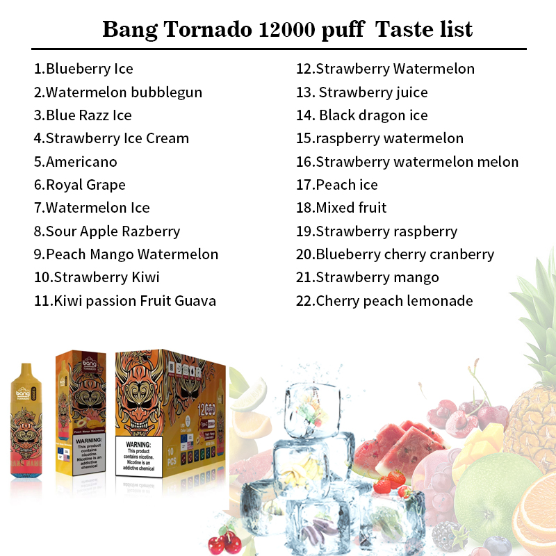 Bang Box Tornado 12k Puffs 12000 Penções de vape e cigarro descartáveis e 650mAh Bateria recarregável 23ml Malha de vagem Disponível de pup vape Undecable Vaper 15k 18k