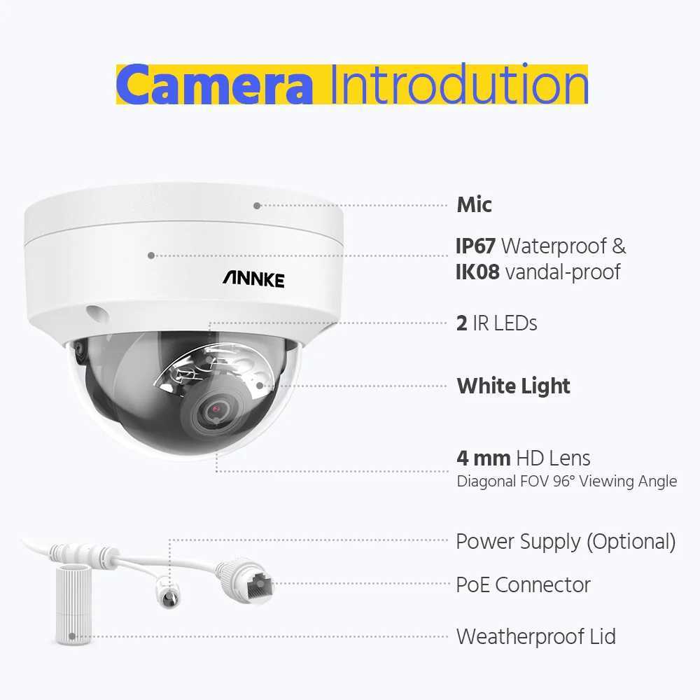 IP Cameras Annke 8ch 4K Système de sécurité de la caméra IP 265+ 8MP POE CAME CAME TWOWER