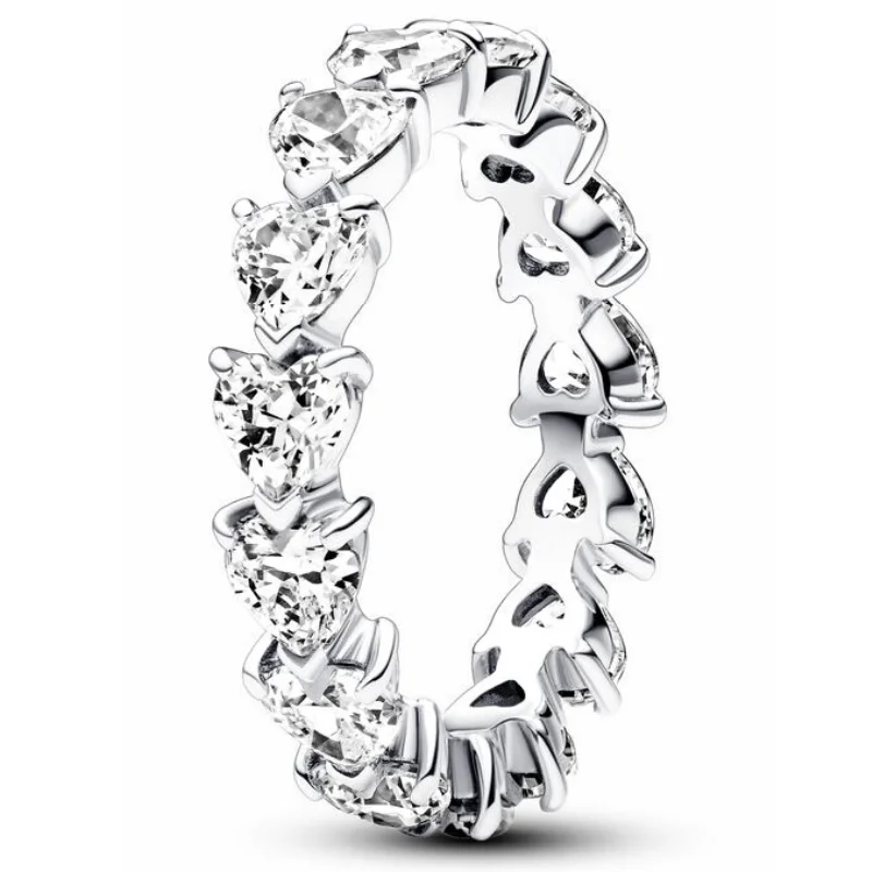 O novo anel de coração de amor de ouro prateado 925 é adequado para os acessórios de moda de jóias femininas para entrega gratuita