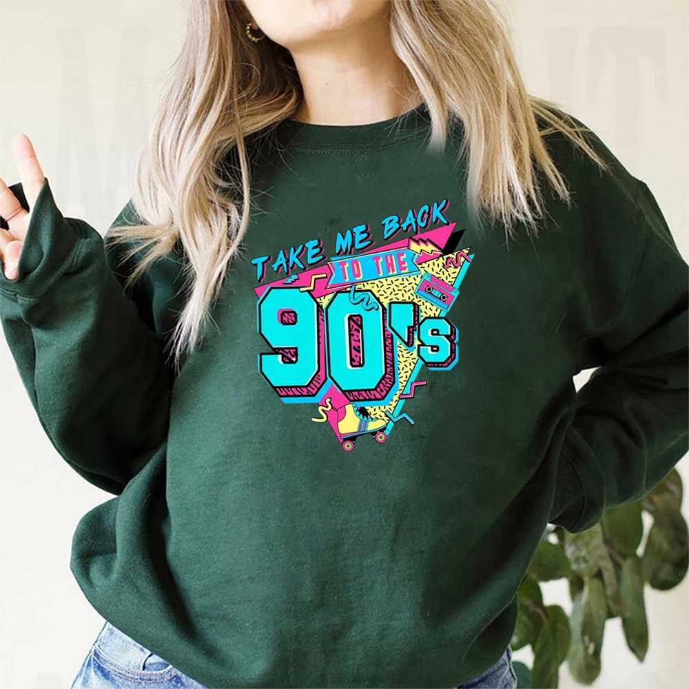 Mens Hoodies Take Me Back To The 90s Sweatshirt 90s Lover Hoodie Y2k Aesthetic Sweater Retro Pullover Vintage Party Crewneck Sweatshirts 240412