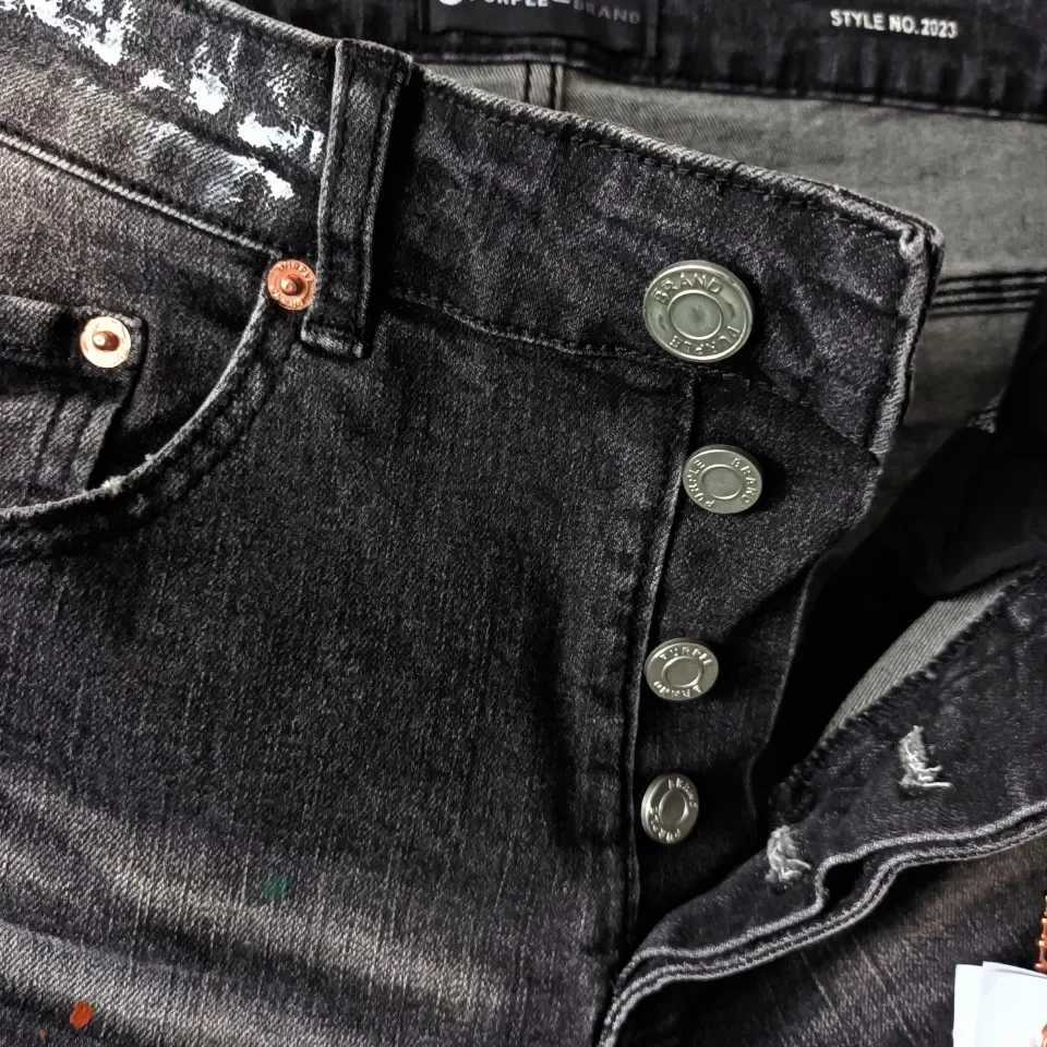 Jeans marca viola di alta qualità jeans jeans hip-hop lavato etichetta jeans etichetta nera riparazione bassa sollevare pantaloni di denim magri