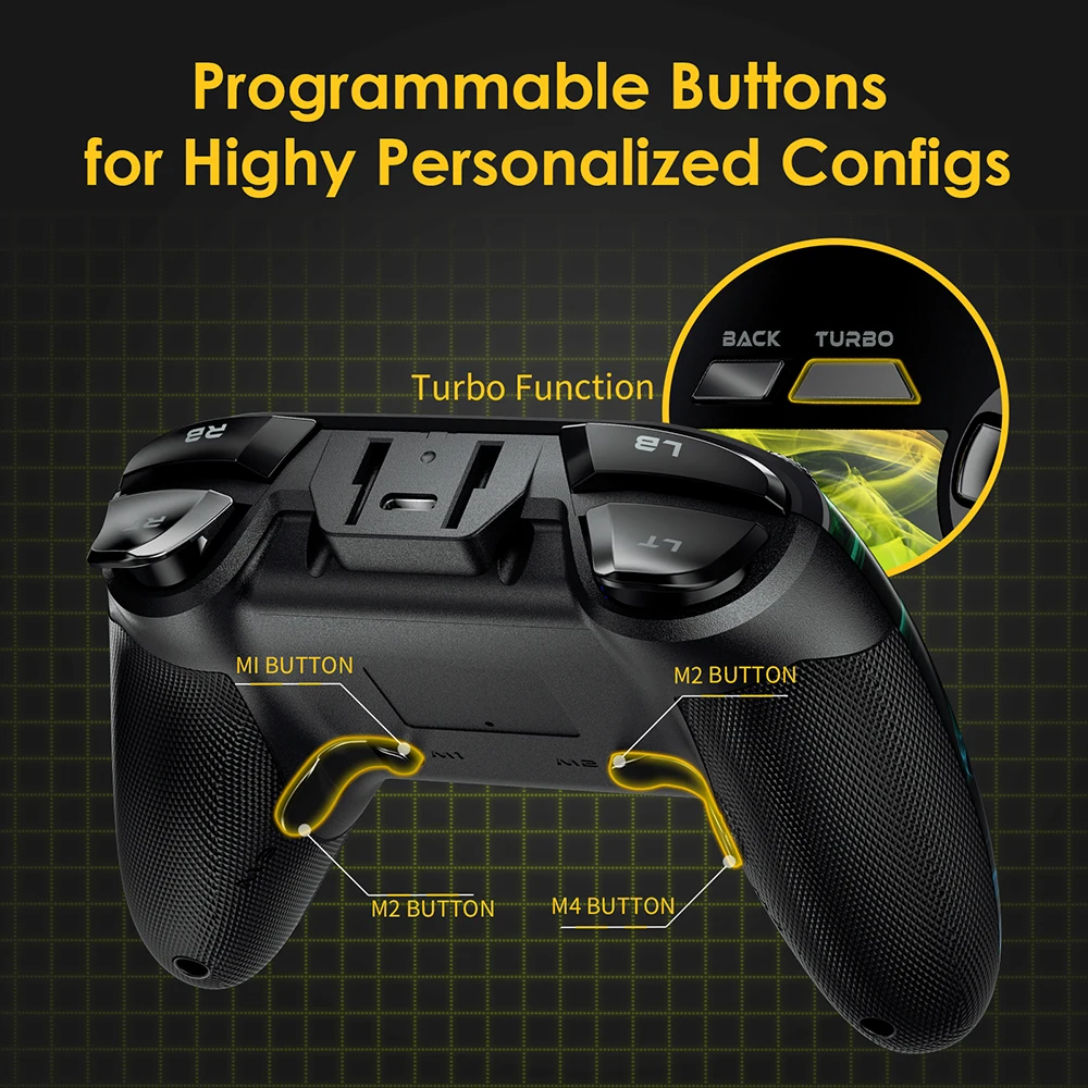 Gamepads EasySMX Arion 9110 Wireless Gamepad Joystick PC Controller with 4 Programmable Buttons Turbo Vibration for PS3/Android TV Box/NS
