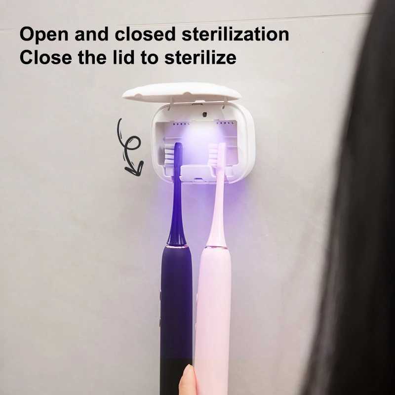 Toothbrush Sanitizer Blue Light Uv Head Disinfection Box Drying Sterilizer Rechargeable Portable Holder 240414