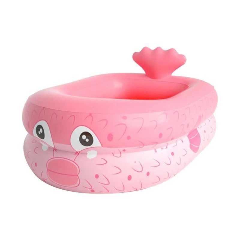 Badleksaker 100 cm Uppblåsbar pool Baby Toy Kawaii Pufferfish PVC Uppblåsbara bollar Pool Toys For Children Summer Bathtub 0-36 månader 240413