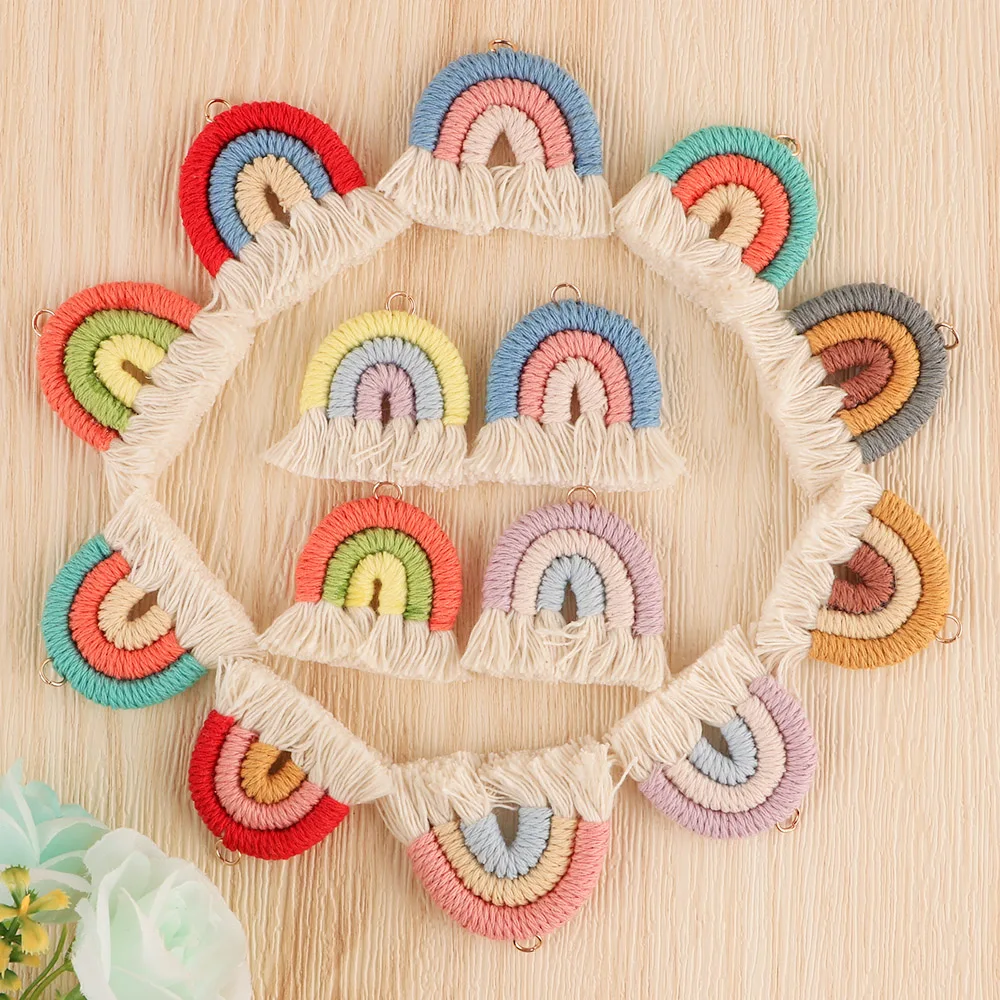 Rings 20/50/Decorative Boho Rainbow Tassel Pendant Cotton Hand Woven Colorful Tassels Ornaments DIY Keychain Pacifier Chain