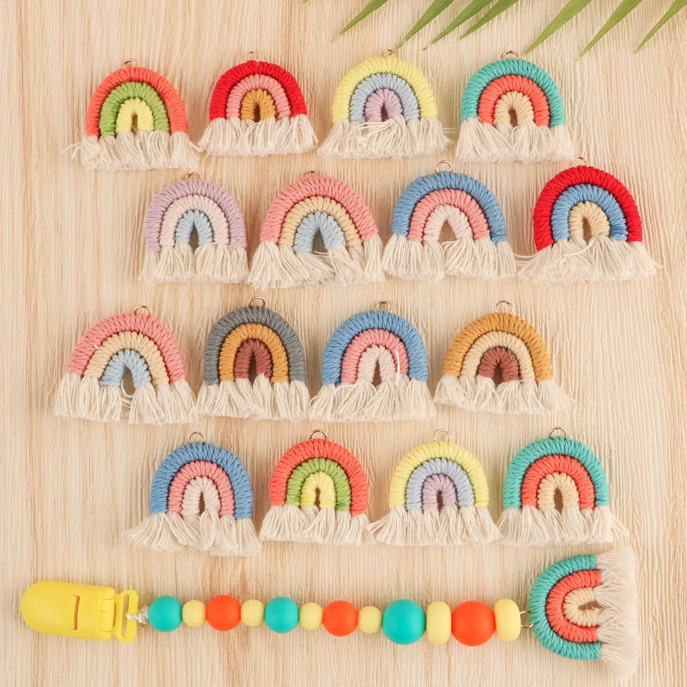 Rings 20/50/Decorative Boho Rainbow Tassel Pendant Cotton Hand Woven Colorful Tassels Ornaments DIY Keychain Pacifier Chain