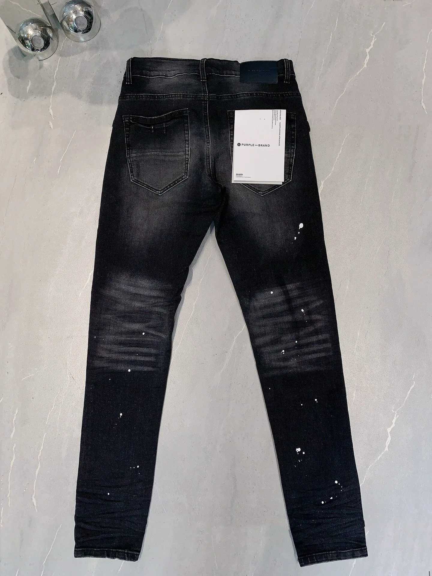 2024パープルブランド高品質のジーンズ1 1タイドファッションスリムジーンズハイストリートパーソナライズされたデニム