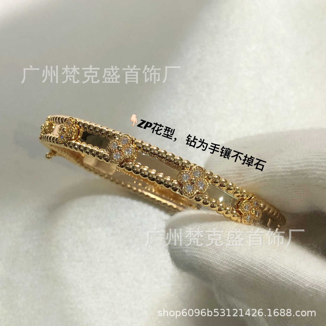 Designer v Gold High Edition van kalejdoskop wąska bransoletka dla kobiet grube plastowana 18 -karatowa róży pełna koniczyka diamentów