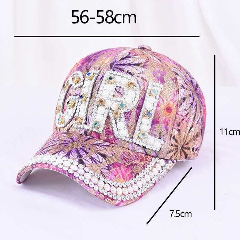 Ball Caps Women Light Luxury Sequins Cap Outdoor Leisure Beads Baseball Caps Girl Printing Hip Hop hat Diamond Inlay Shiny CapsL240403L240413