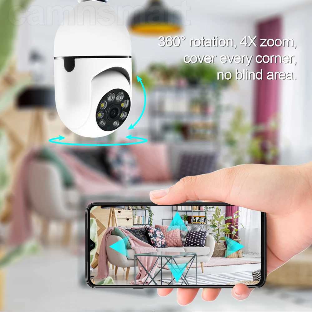 IP Cameras 5G YIIOT WIFI Indoor Wireless Bulb Camera for Home Use 1080P Video Surveillance Security Protection Colorful Night Vision 240413