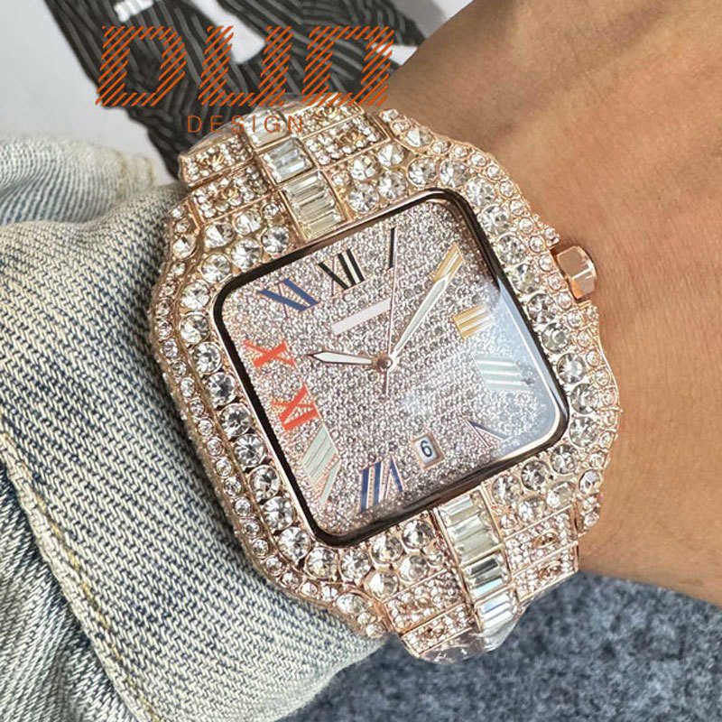 Verhoog uw luxe mode -statement met een herenbuste naar beneden VVS Moissanite Diamond Watch 2024 vangt de essentie van de nieuwste trends met doos