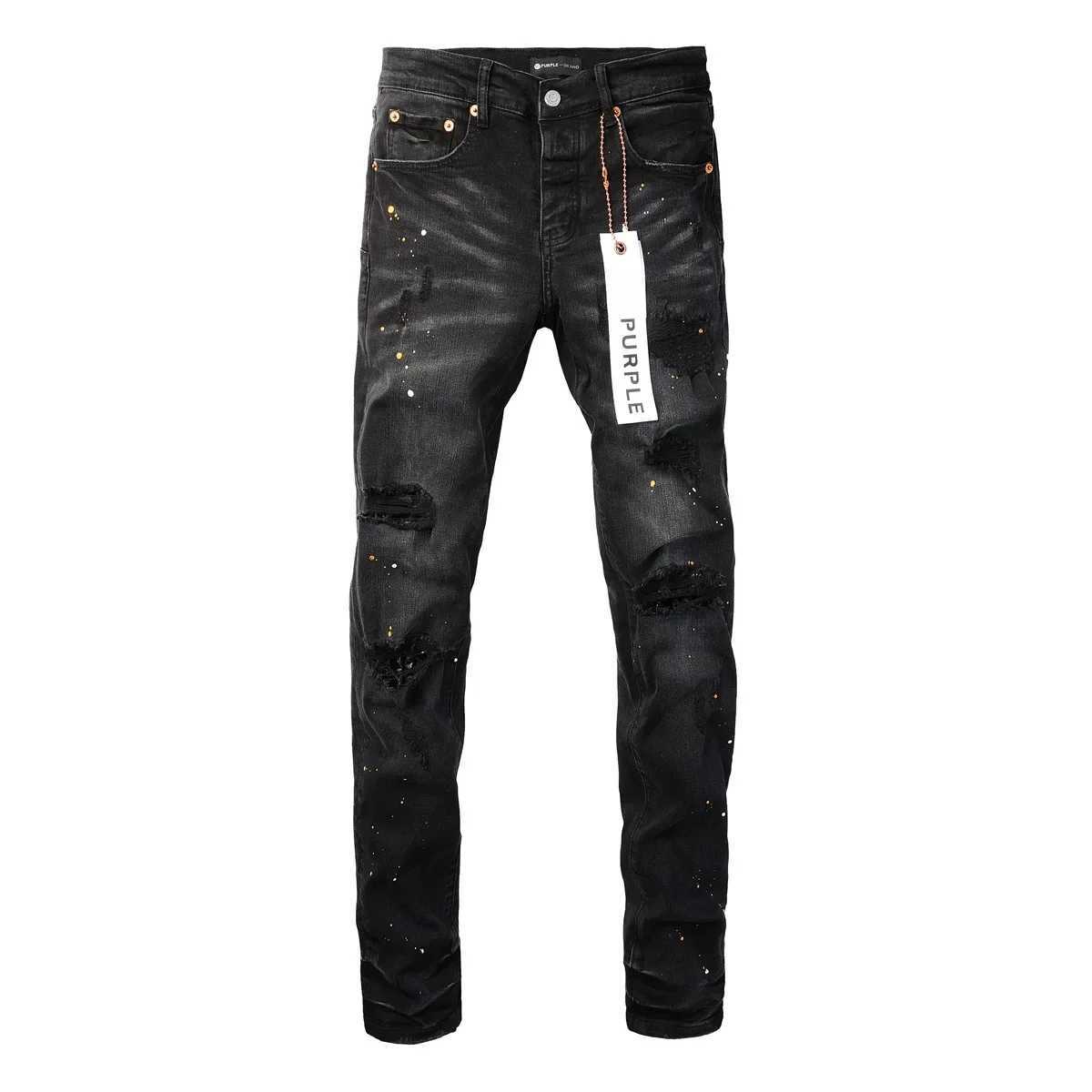 High Quality2024 Purple Brand Vintage Graffiti Jeans High Street Paint Ragging