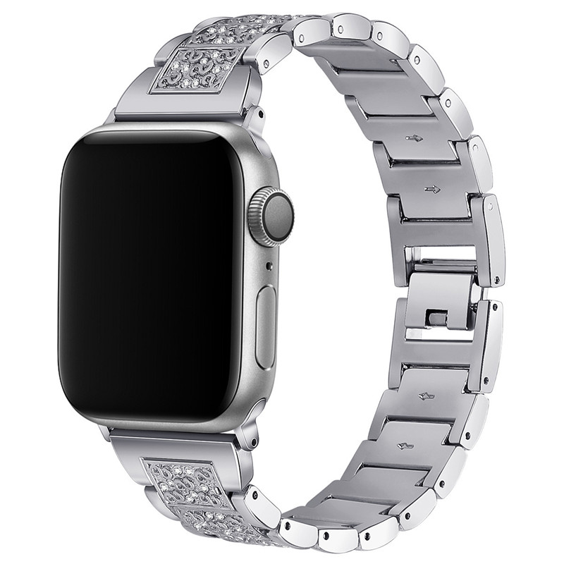 Diamond Metal Watch Band for Iwatch Ultra 9 8 7 6 5 4 3 Bling Apple 49mm 45mm 44mm 42mm 41mm 40mm 38mm Ladies Watch Strap Universal Bracelet Barilet