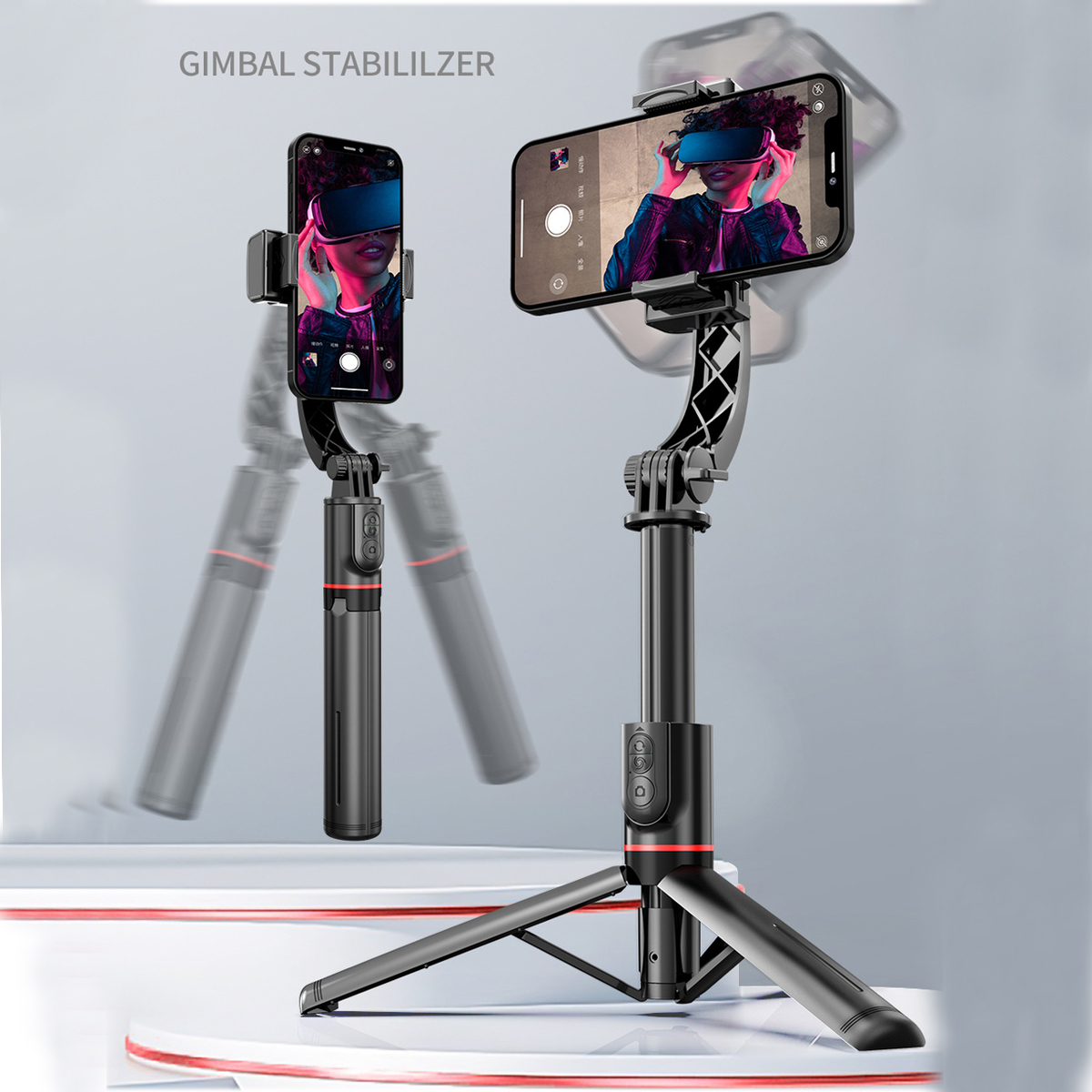 24L19 for iPhone Samsung Huawei Xiaomi Cell Phone Camera Stable Aluminum Rod Gimbal Umbrella Structure Bracket Selfie Stick