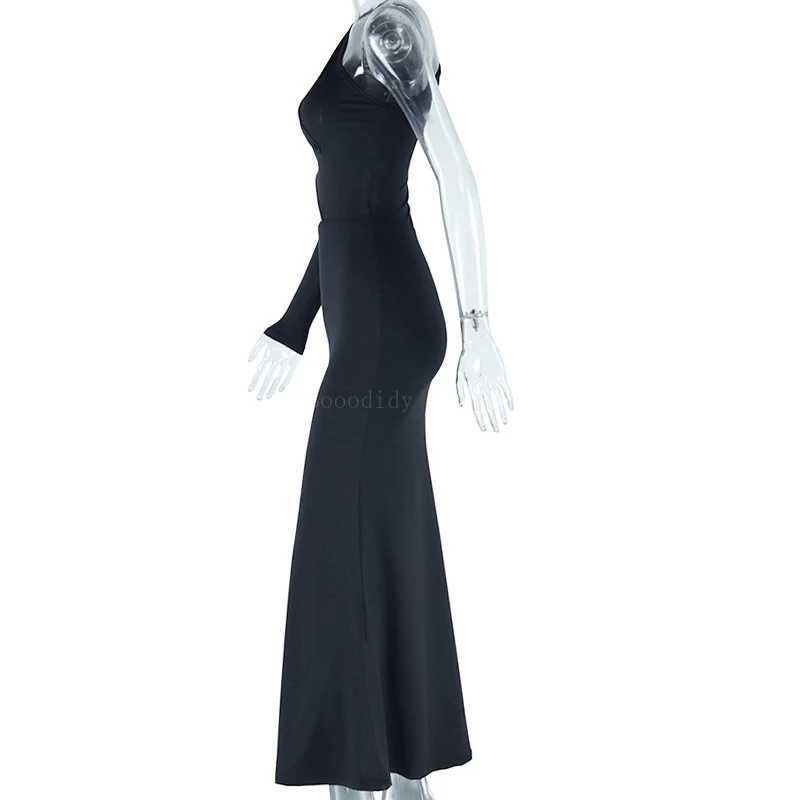 Горничные платья сексуальное платье для беременных с плечами с оберткой спереди и впадиной дизайном - нерегулярная подол и сплошные длинные рукава 24412
