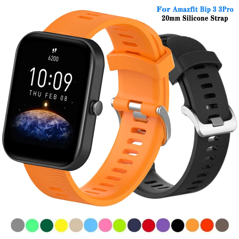 Bracelet en silicone de montre intelligent pour huami amazfit bip3 / 3 pro bracelet sport pour amazfit gts4 mini / bip u pro 20mm bracelet