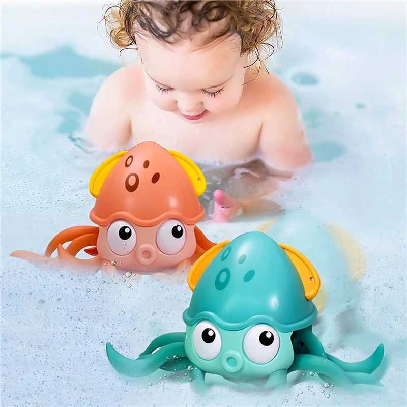 Toys de bain Baby Bathing Toy Kids Octopus Corchonne d'horloge Corche à empreinte tirée Land Toys Toys traînant Jouet Toy Toddler Piscine Toys Gift 240413