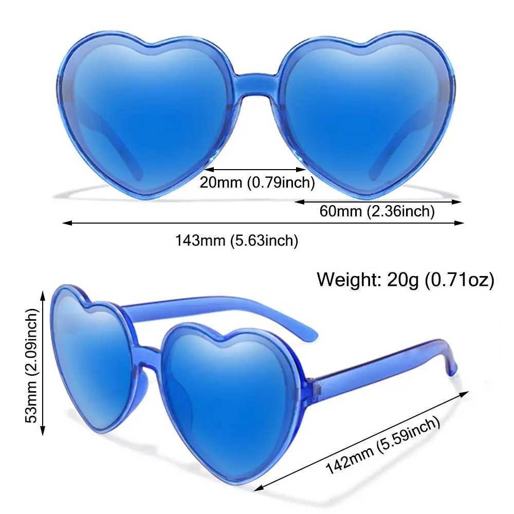 Occhiali da sole Occhiali da sole a cuore senza gambe donne 2024 Tinta di caramelle alla moda tinta trasparente lenti da sole occhiali da sole femminile esterni trasparenti uv400 240412