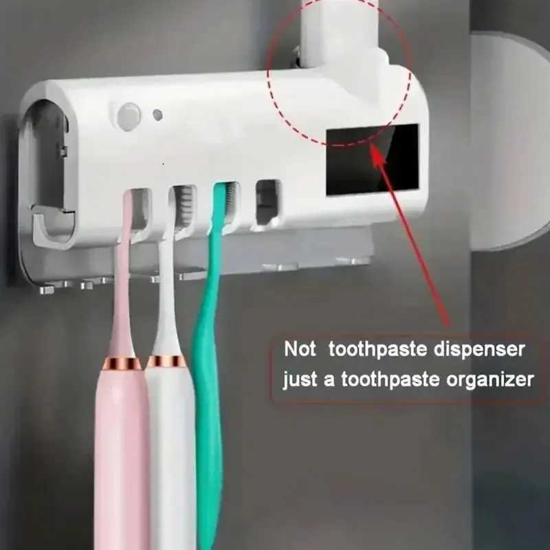 Toothbrush Sanitizer Smart Toothbrush Sanitizer Free Punching Wall Mounted Toothbrush Holder Automatic Squeeze Toothpaste Device 240413