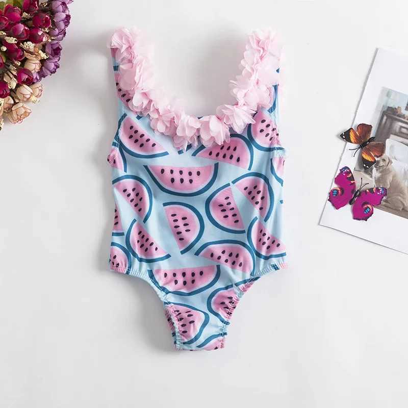 One-Pieces Toddler Baby Girls Swimsuits Little Kids Bikini Suit Fruits Print Ruffles Swimming Beachwear Flower Children One Piece Swimwear