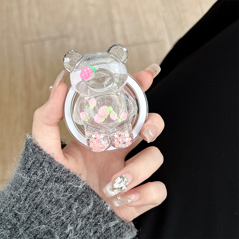Star Sequins Bear Doll Magnetic Phone Holder GripTok Socket Phone Bracket Finger Ring for iPhone Samsung For MagSafe Accessories
