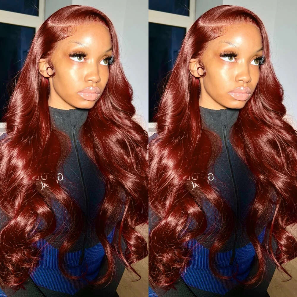 Brazilian 30 40 Inch Reddish Brown Body 13x4 Front Wig Human Hair 250% Water Wave 13x6 HD Lace Frontal Wigs for Women