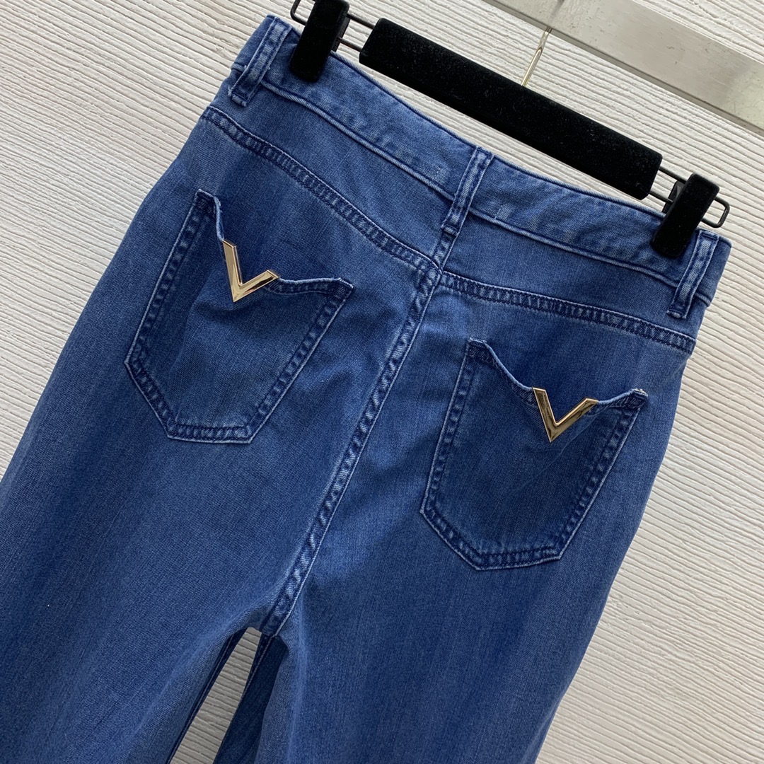 Designer Jeans 2024 New Spring Summer Fashion Panelled Straight Pants Brand Same Style Pants Luxury Women's Clothing 0414-9