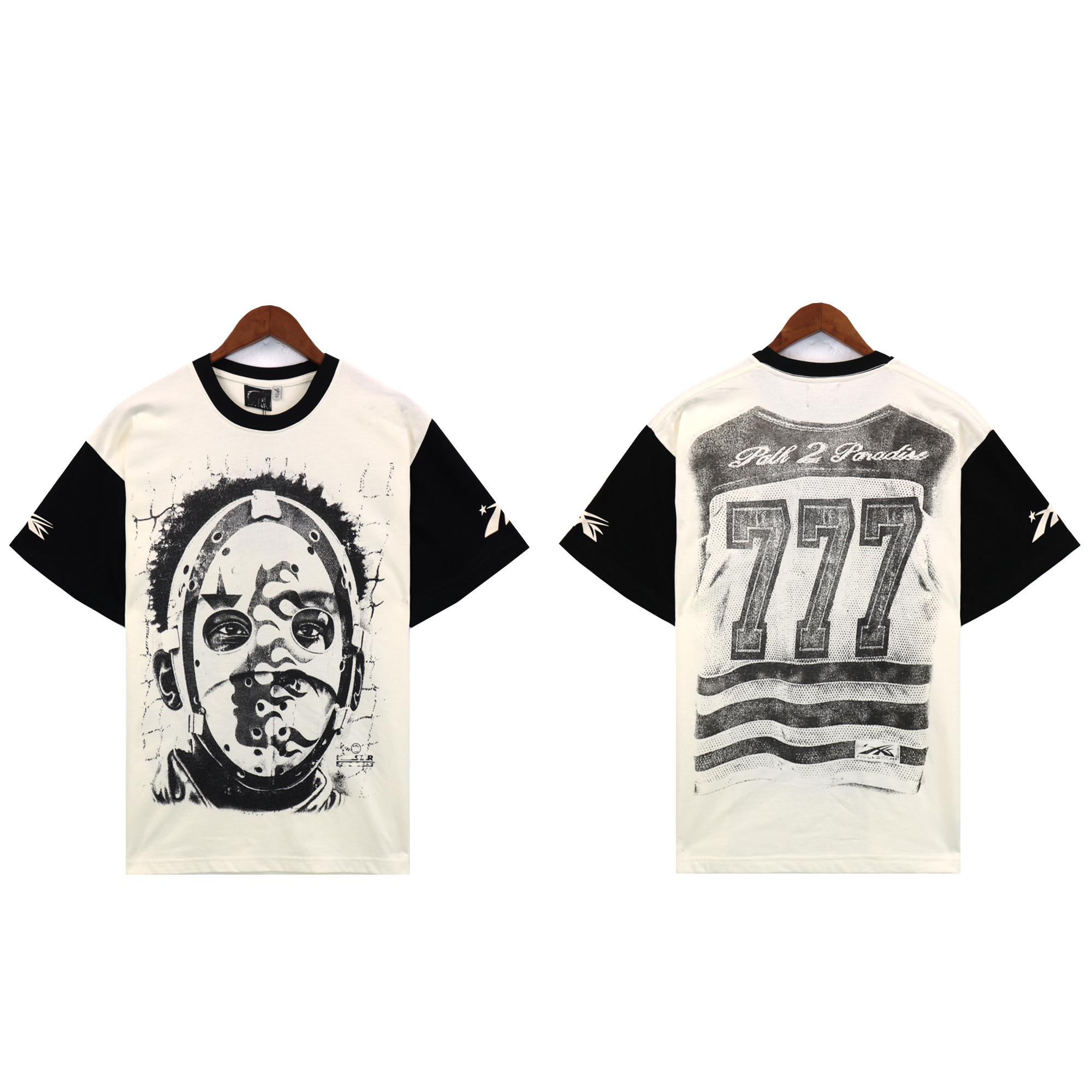 designer skjortor grafisk tee hellstar skjorta amerikansk hip hop sommaren mäns retro sida ansikte tryck lös kort ärm t-shirt
