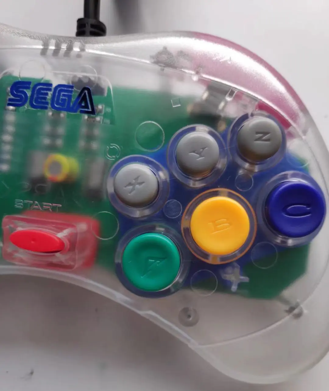 GamePads Sega Saturn Style Transparent GamePad Hemlagad USB -handtag Retro Game Accessory Low Sleaning Controller för PC/Xbox