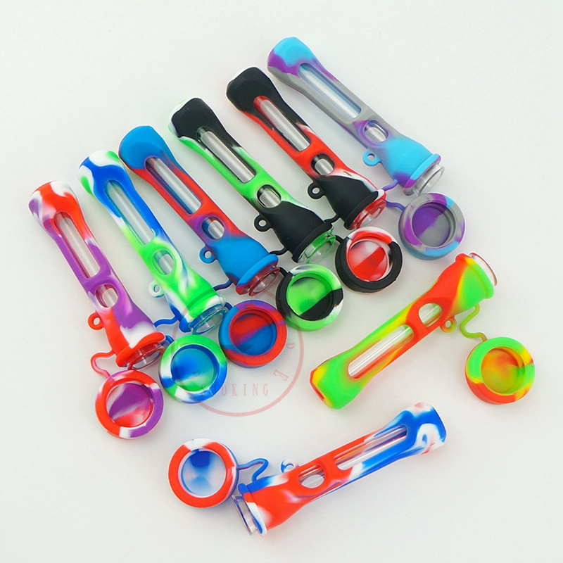 New Style More Colorful Silicone Glass Hand Pipes Filter Herb Tobacco Smoking Bowl Cigarette Holder Tube Innovative Removable Protecting Skin Handle Mouthpiece