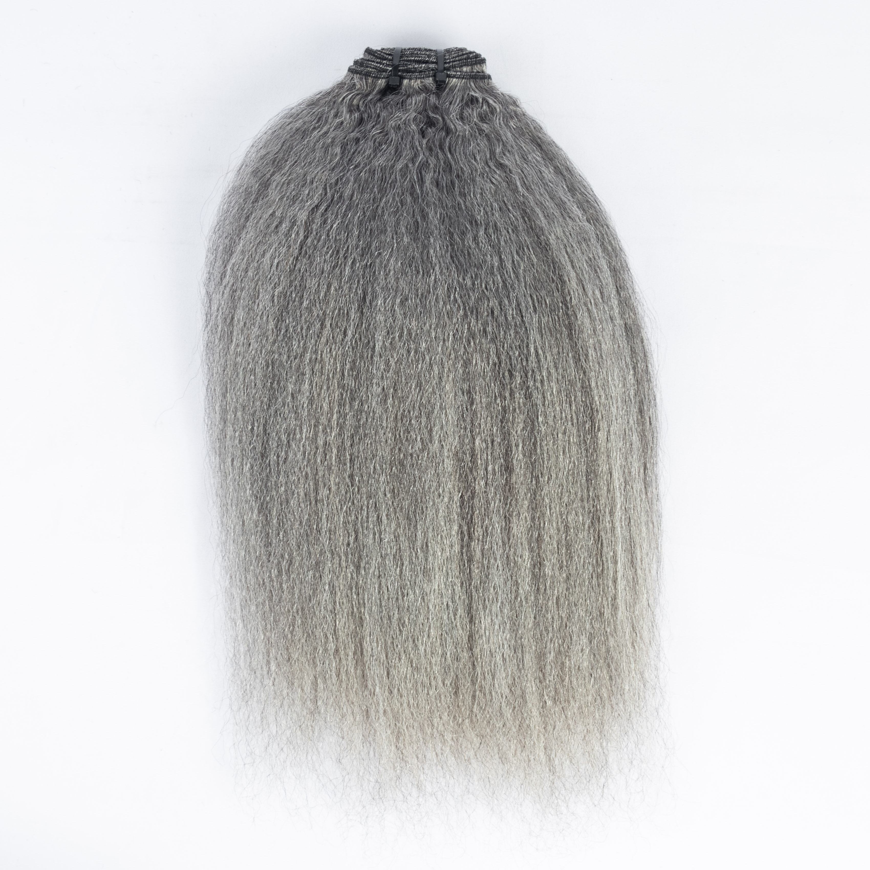 Wholesale Kinky Straight Clip In Human Hair 12A Salt And Pepper Brazilian Clip Ins Hair Extensions 120g