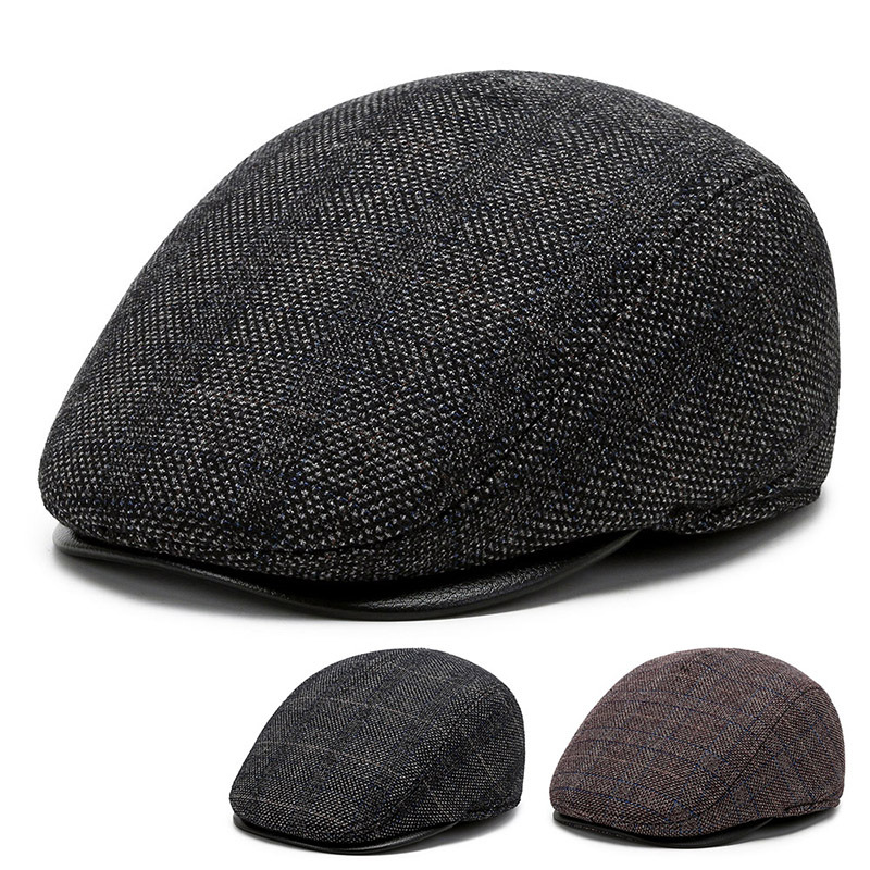 Automne et hiver Béret pour hommes chauds Protective Oreille tweed Capuche Sunshade Coton Cape octogonale Cap Paintre de capuche