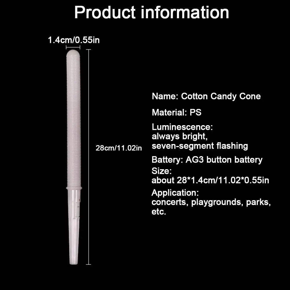 10/30/bastões de algodão Candod Candy Cones reutilizável led algodão doce gole de algodão colorido algodão doce marshmallows coes 240401