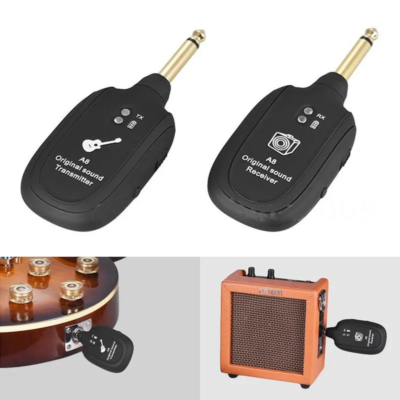 Gitarr UHF Guitar Wireless System Sändarmottagare Inbyggd laddningsbar inbyggd uppladdningsbar trådlös gitarrsändare