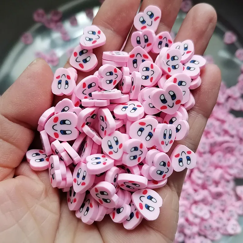 100g Valentine Kırmızı Kalp Ruj Aşk Ayı Bowknot Mektubu Polimer Kil Dilimleri Tırnak Sanatı Slime için Sprinkles