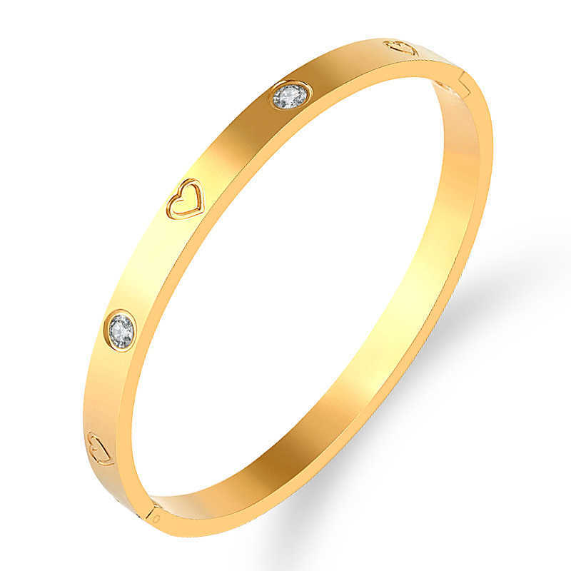 Cartões que vendem a quente pulseira de aço inoxidável para mulheres na moda e alta sensação de amor embutido diamante pulseira pulseira